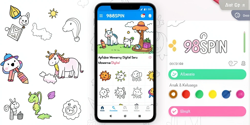 Antarmuka aplikasi 988SPIN dengan pilihan mewarnai yang beragam.