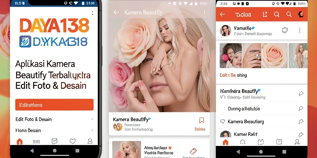 Antarmuka intuitif DAYA138 dengan fitur Kamera Beautify yang menarik.