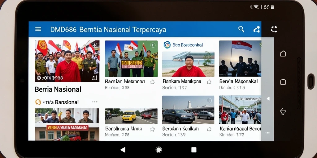 Screeshot aplikasi DMD686 menampilkan berita nasional terbaru.