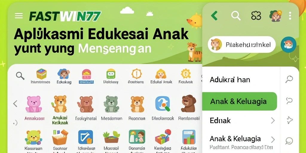 Tampilan antarmuka FASTWIN77 yang ramah anak dan interaktif.