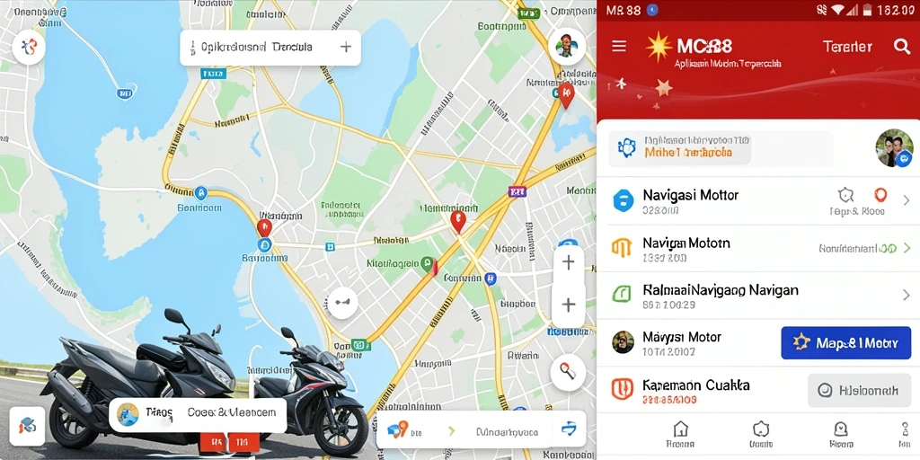 Tampilan antarmuka aplikasi Navigasi Motor MC888 yang mudah digunakan.