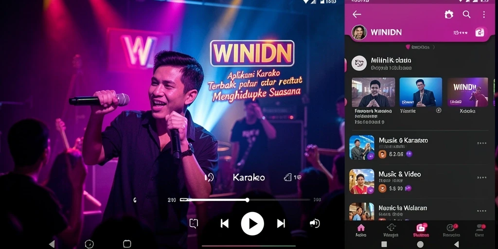 Antarmuka aplikasi WINIDN untuk pengalaman Karaoke yang seru.